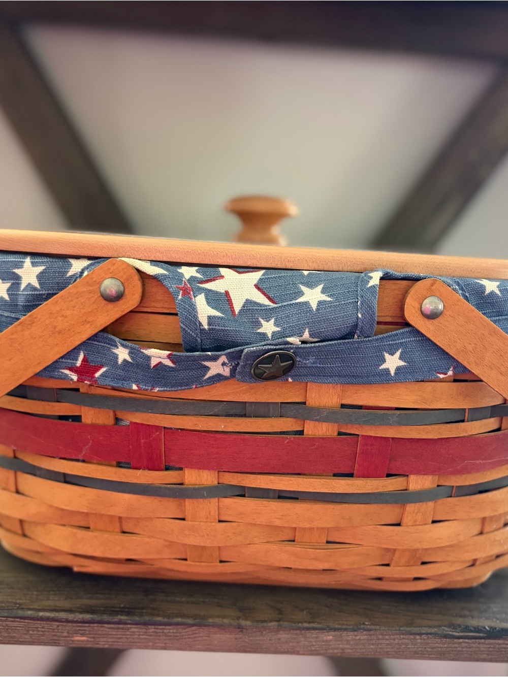 American Celebrations Oval Market Basket with Liner Prot Lid